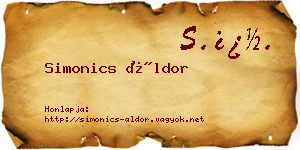 Simonics Áldor névjegykártya